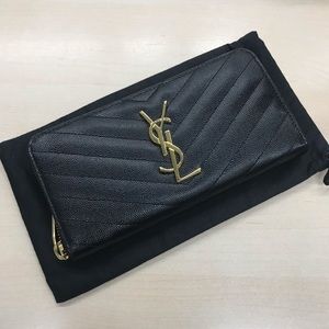 YSL Saint Laurent Monogram Zip Wallet